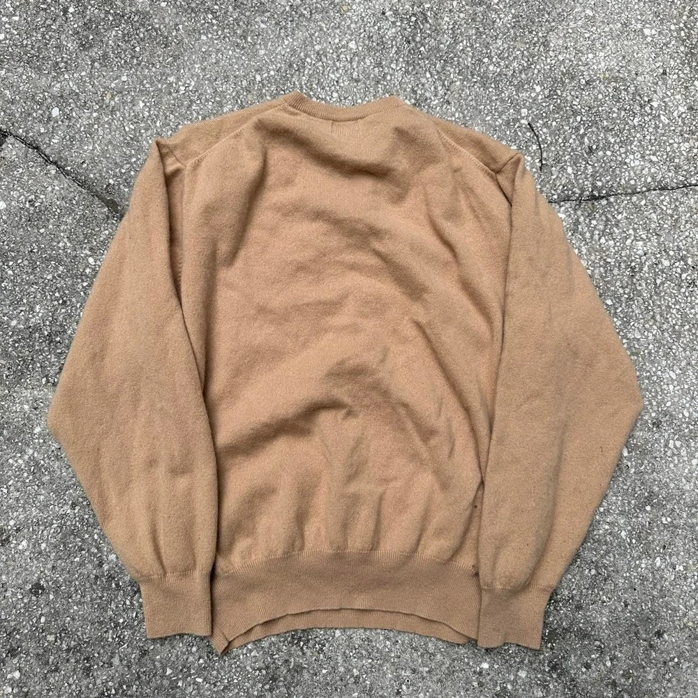 Tan Jos A Bank Italian Cashmere V-Neck Sweater Size XL